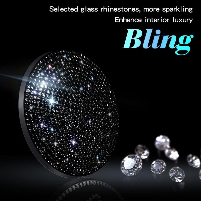 Murimt 2 PCS Universal Vehicle Bling Cup Holder Insert Coaster Car Interior Accessories,2.75 inch Silicone Anti Slip Crystal Rhinestone Car Coaster(Black) - Image 3